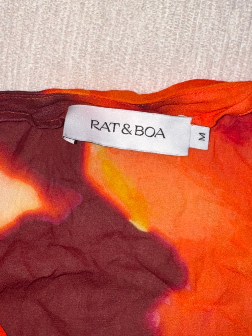 Rat & Boa Fantini Blouse Top Shirt Silk Medium Red Orange Fire Wrap Bikini - Picture 11 of 11
